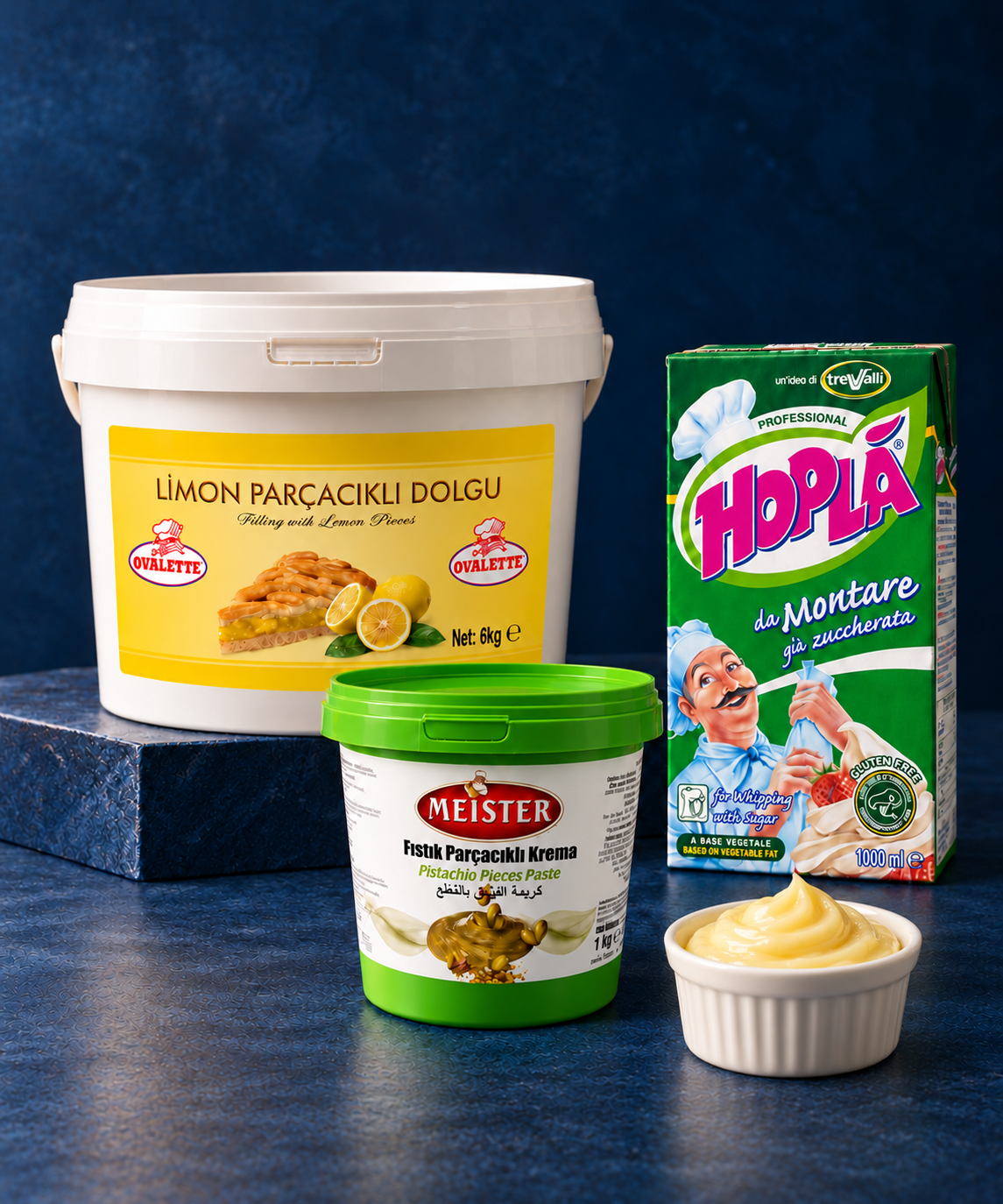 Pastacılık için krema, dolgu ve şanti ürünleri.